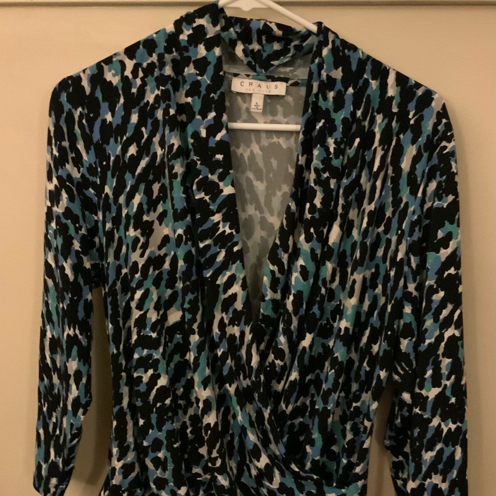 Chaus New York Wrap 3/4 sleeve blues